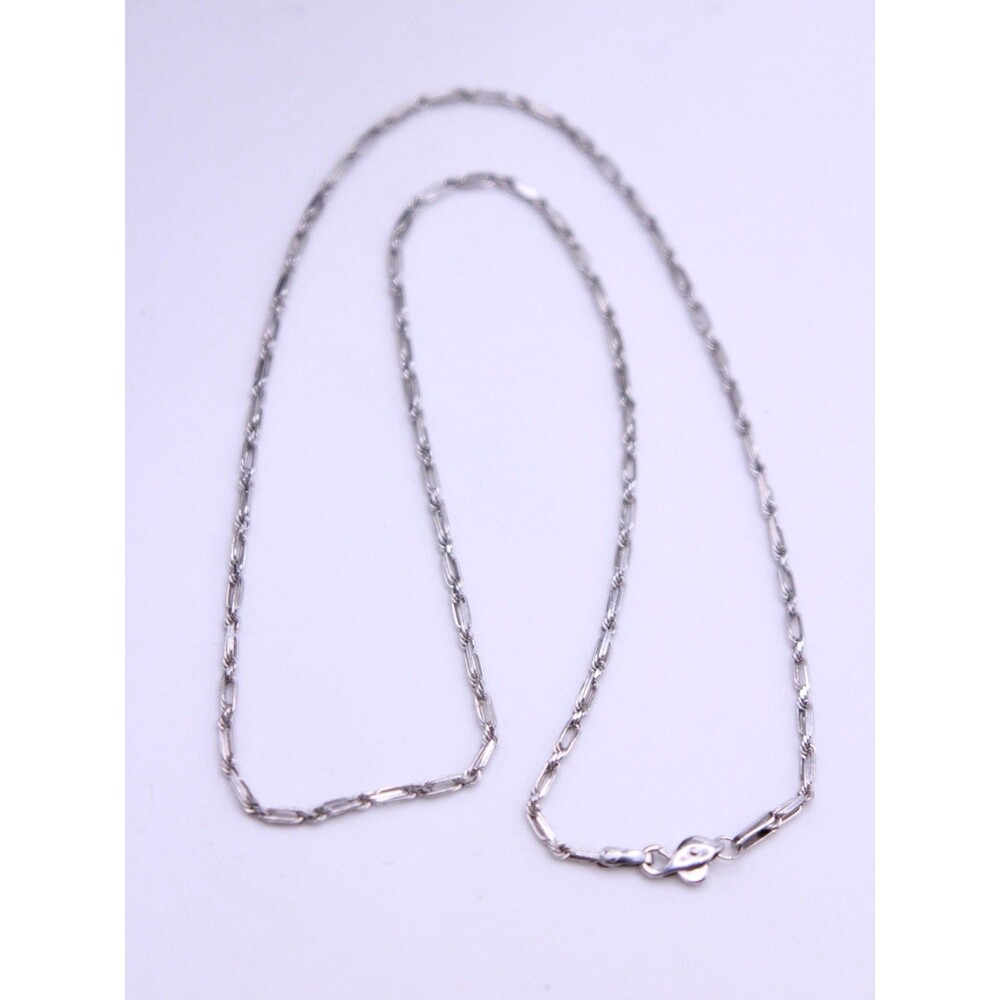 Vintage Oroamerica 14K White Gold Fancy Link Chain Necklace 18" 5.36